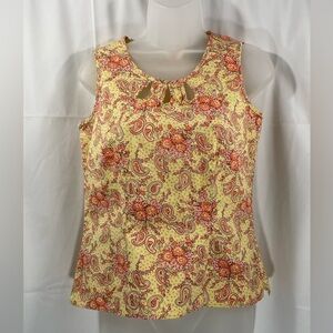 F. L. Malik Floral Paisley Sleeveless Top - Yellow and Orange Vintage Size 8
